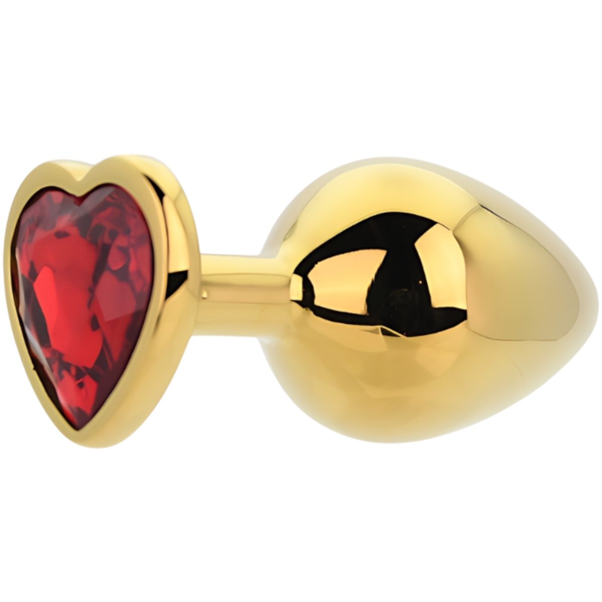 Toosh Gold Heart-Shaped Metal Butt Plug with Red Gem, M