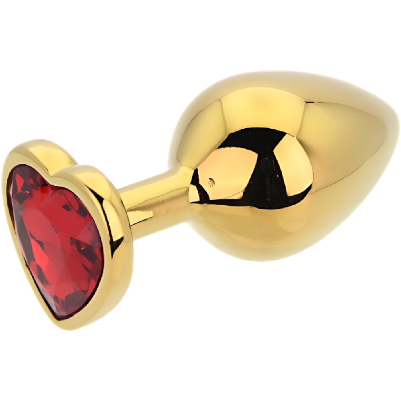 Toosh Gold Heart-Shaped Metal Butt Plug with Red Gem