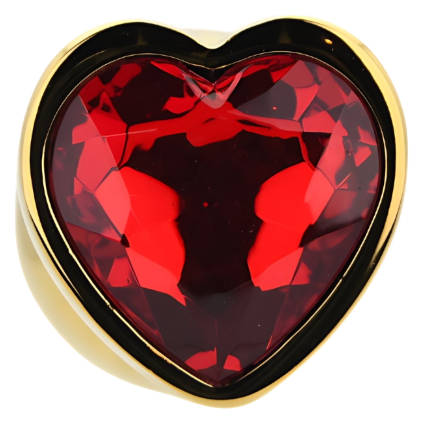 Toosh Gold Heart-Shaped Metal Butt Plug with Red Gem