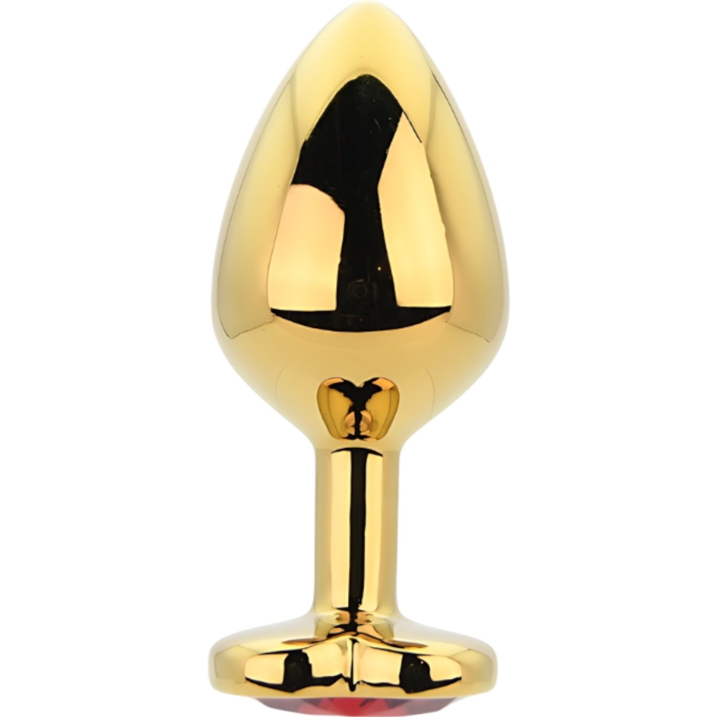 Toosh Gold Heart-Shaped Metal Butt Plug with Red Gem