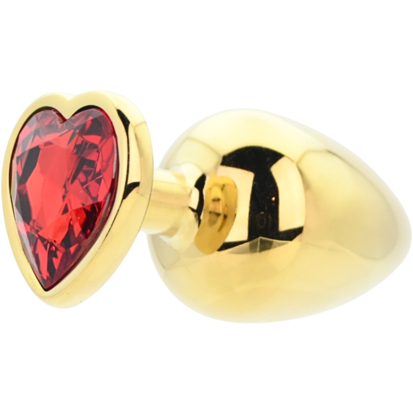 Toosh Gold Heart-Shaped Metal Butt Plug with Red Gem