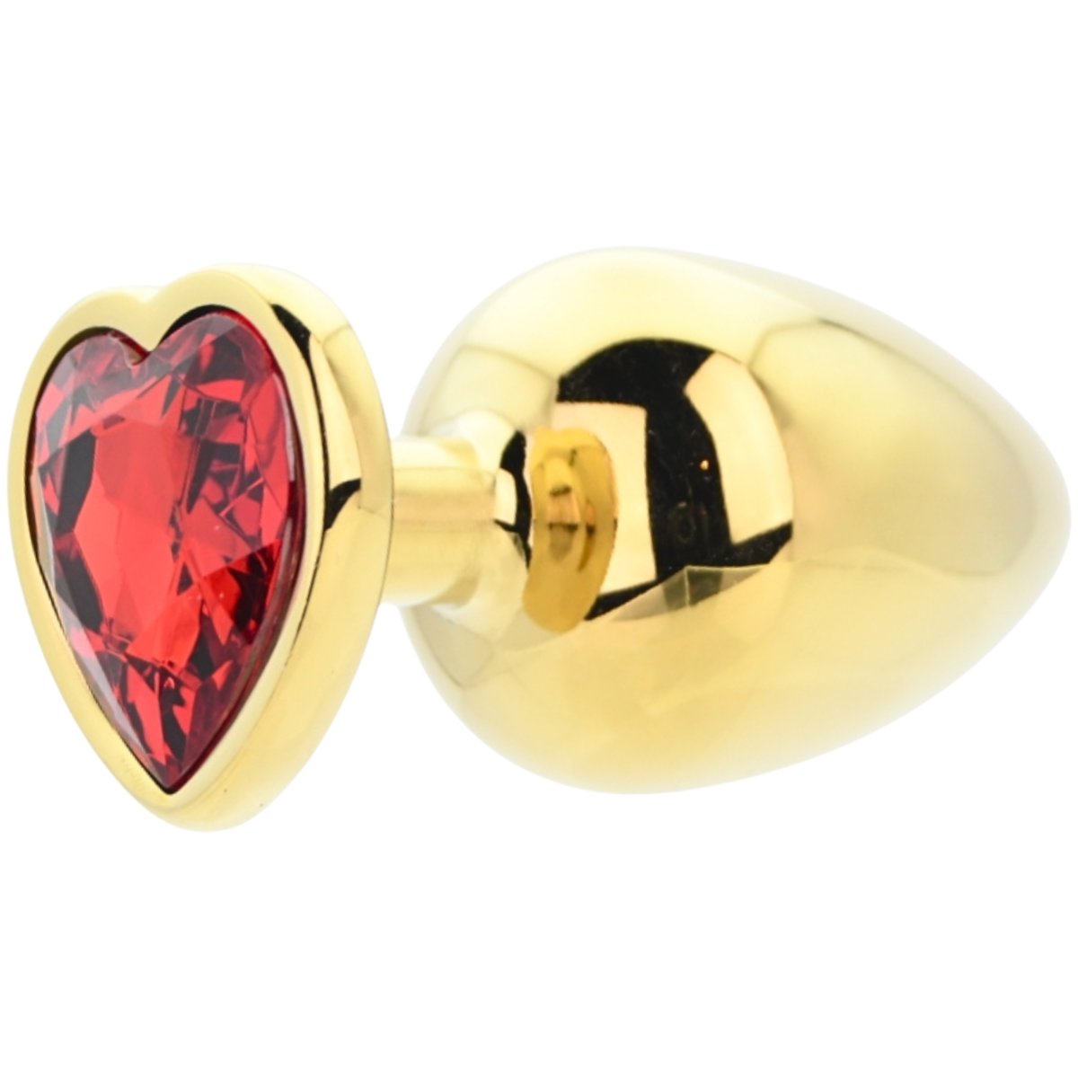 Toosh Gold Heart-Shaped Metal Butt Plug with Red Gem, L