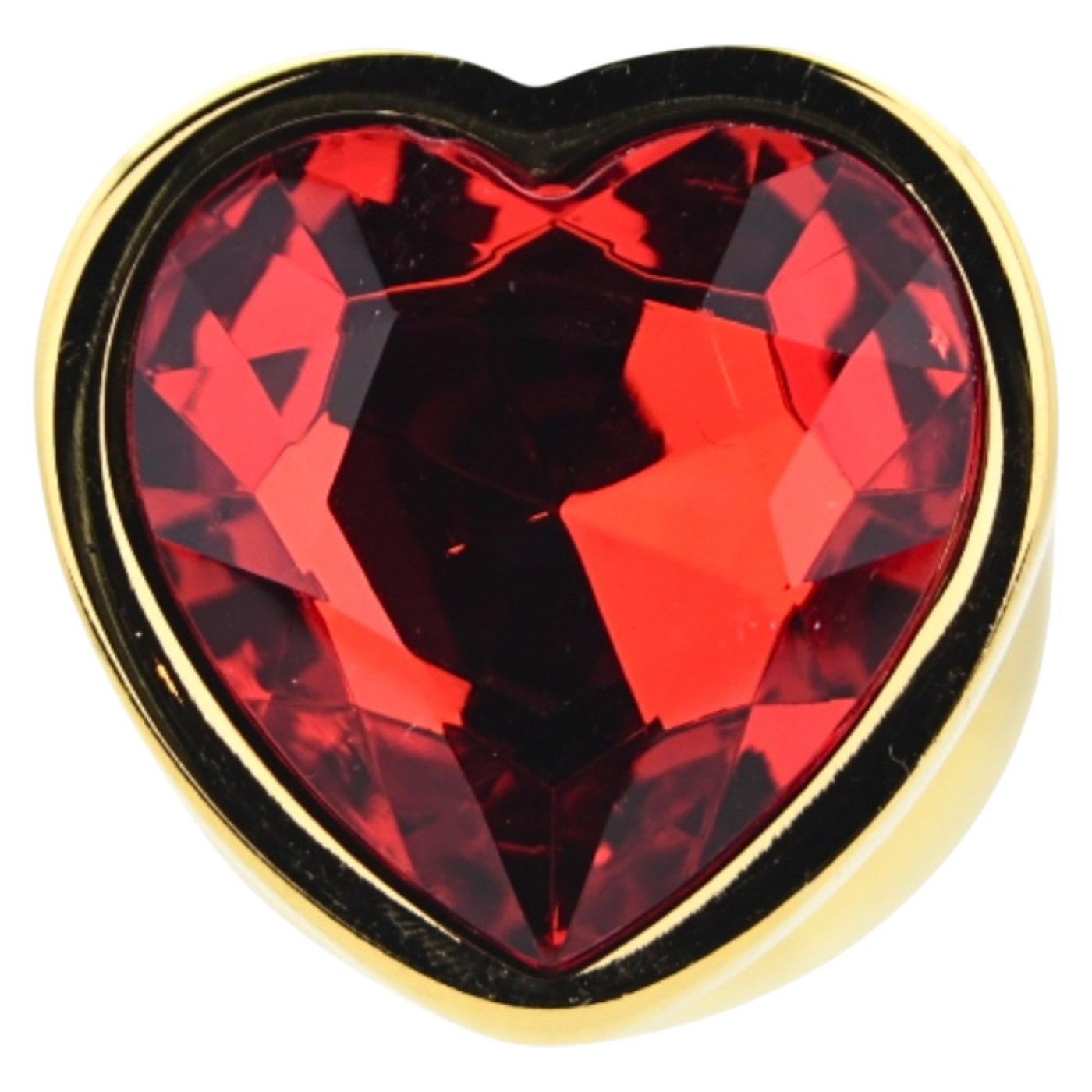 Toosh Gold Heart-Shaped Metal Butt Plug with Red Gem