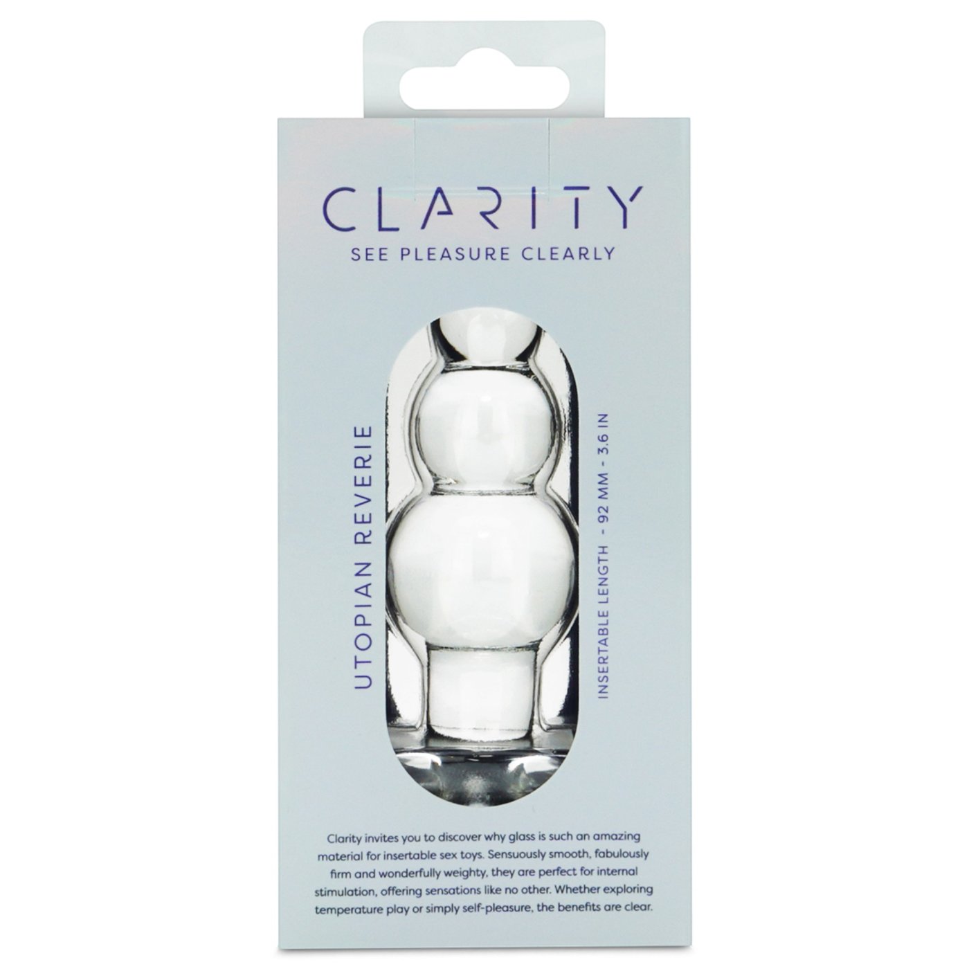 Clarity Utopian Reverie Beaded Glass Butt Plug 4 Inch