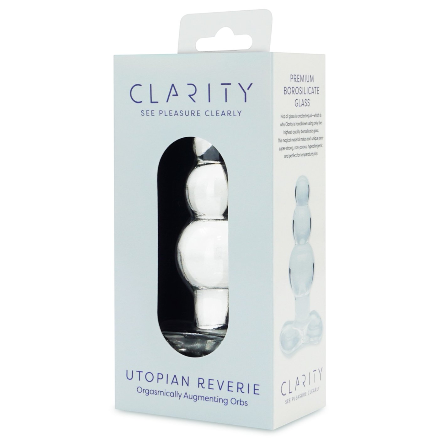 Clarity Utopian Reverie Beaded Glass Butt Plug 4 Inch