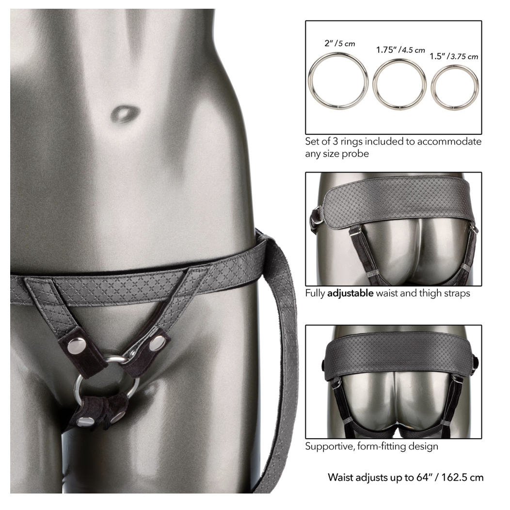 CalExotics The Royal Ultra-Soft Set Crotchless Strap On With G-Probe