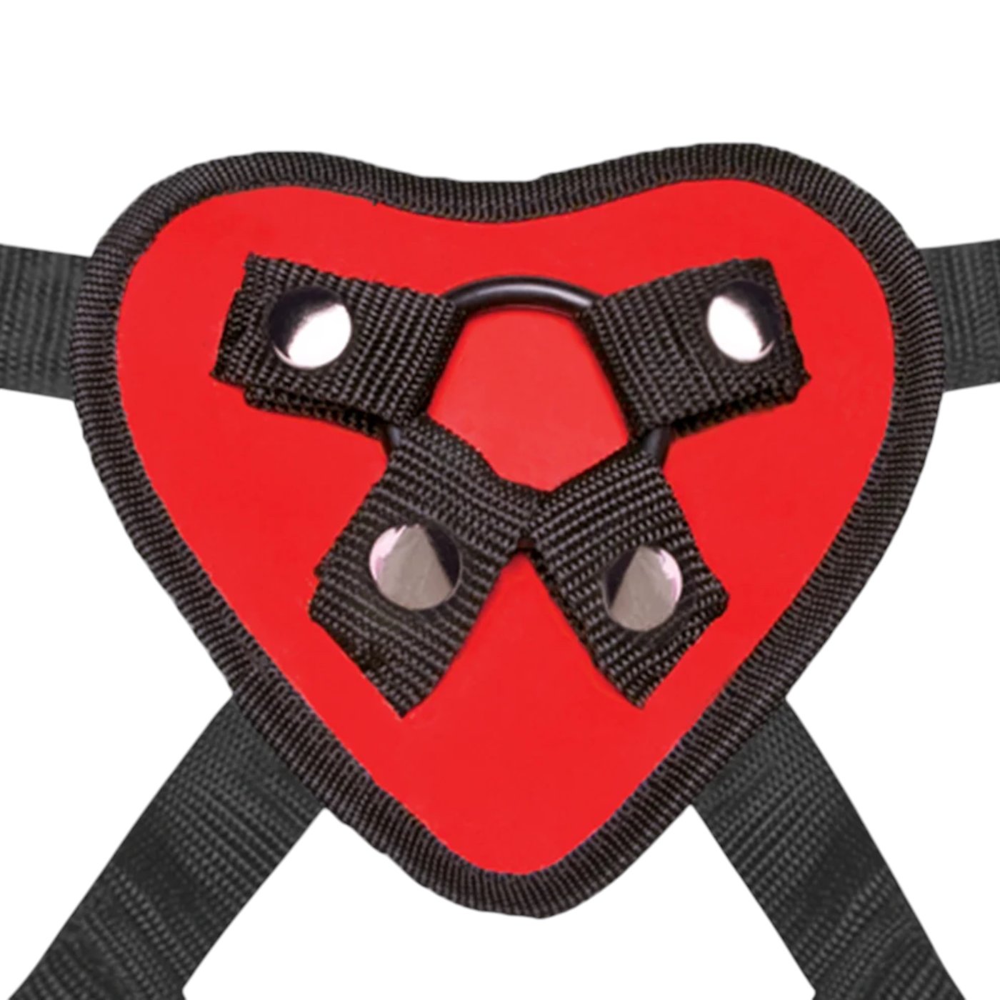 Lux Fetish Red Heart Strap-On Harness with Blindfold