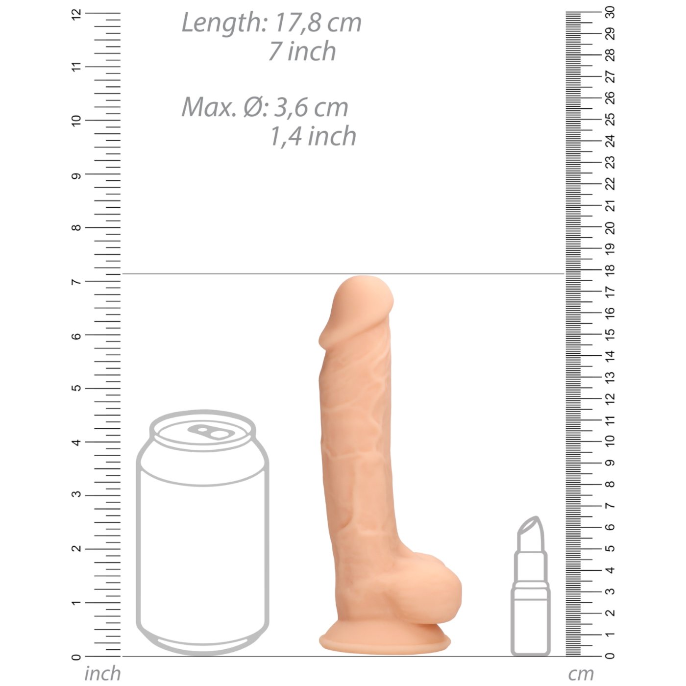 RealRock Realistic Silicone Dildo with Balls Flesh Pink 7 Inch