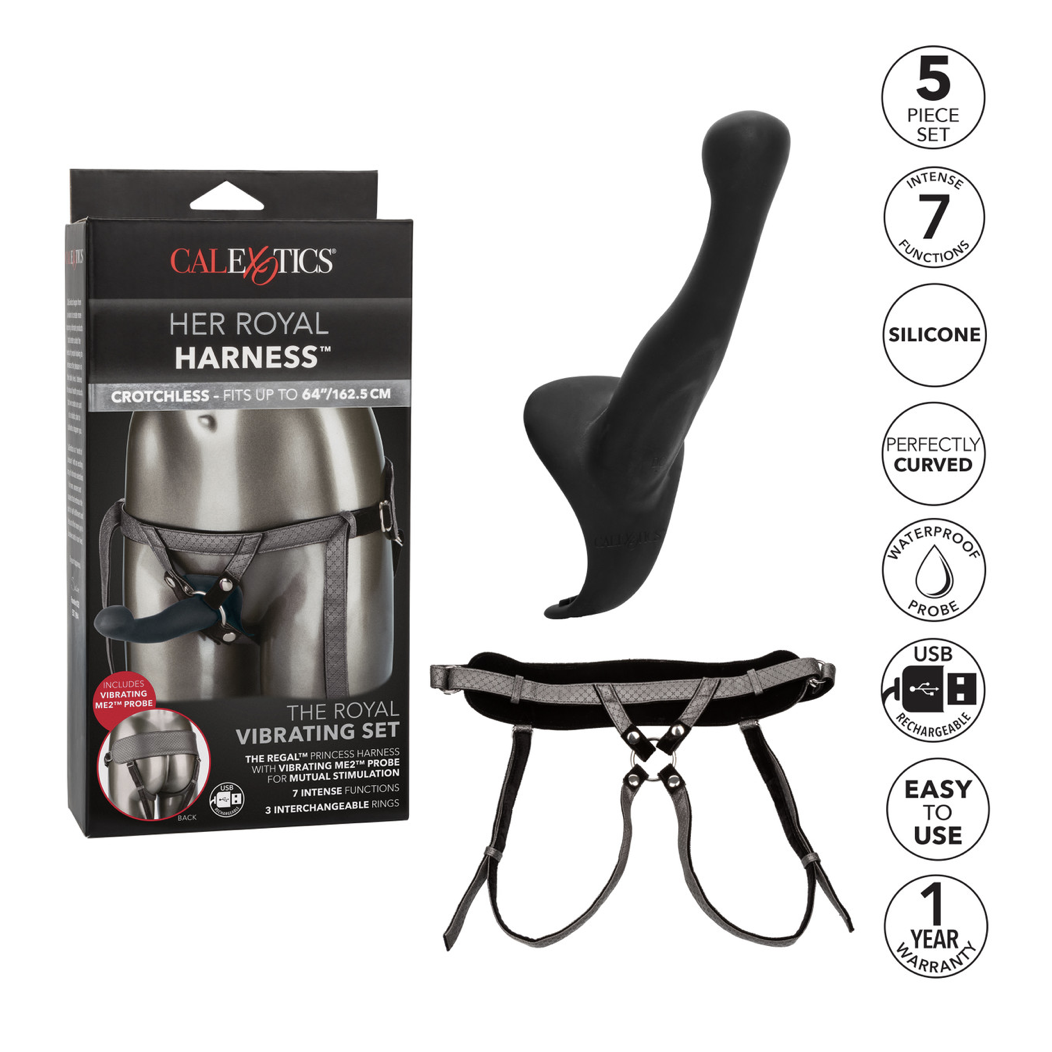 CalExotics The Royal Vibrating Set Crotchless Strap On Plus Vibrating Probe