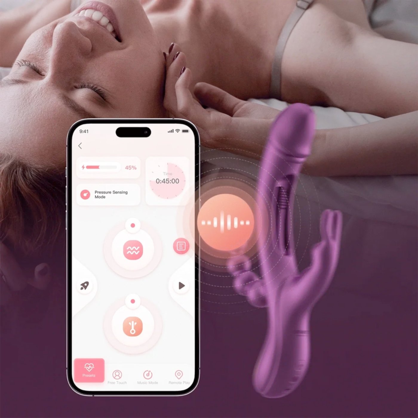 Honey Play Box Trilux App-Controlled Tapping Finger Rabbit Vibrator with Anal Beads