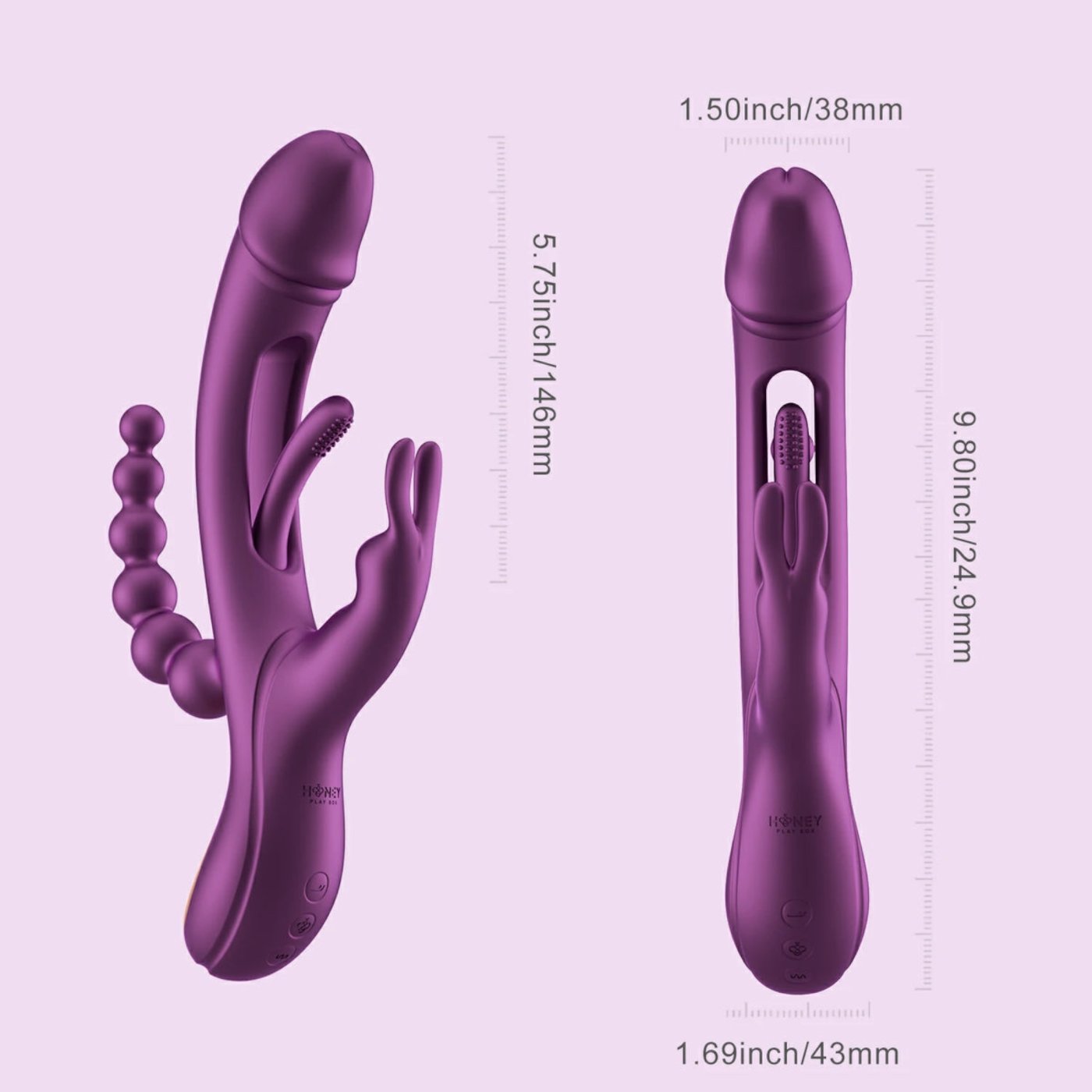 Honey Play Box Trilux App-Controlled Tapping Finger Rabbit Vibrator with Anal Beads