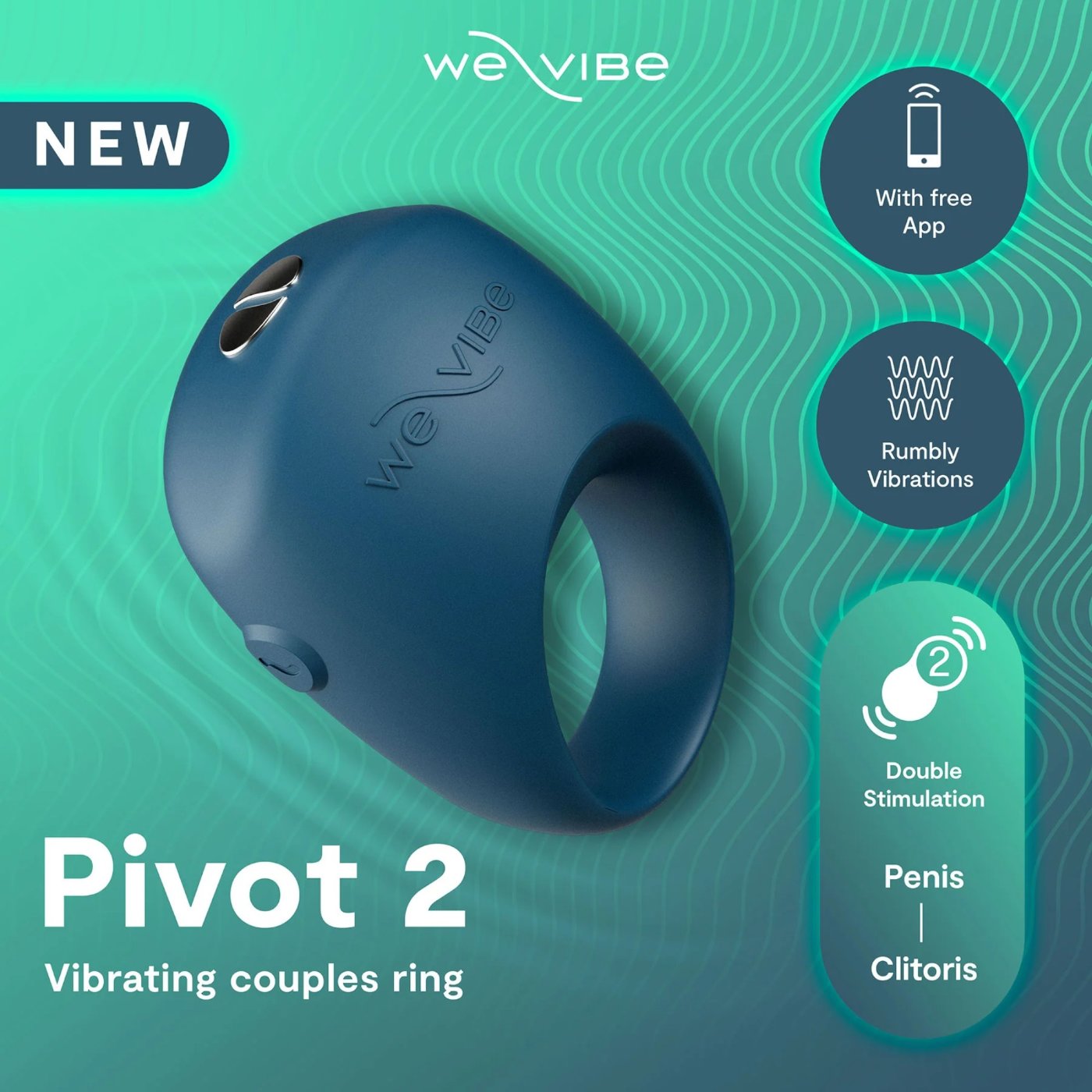 We-Vibe Pivot 2 App Controlled Vibrating Cock Ring for Couples