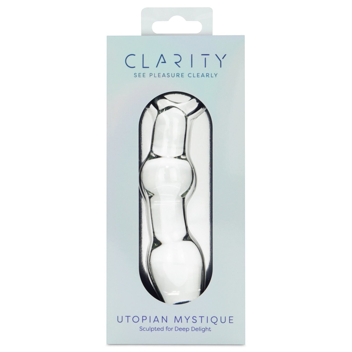 Clarity Utopian Mystique Glass Anal Dildo with Ring Handle 5 Inch