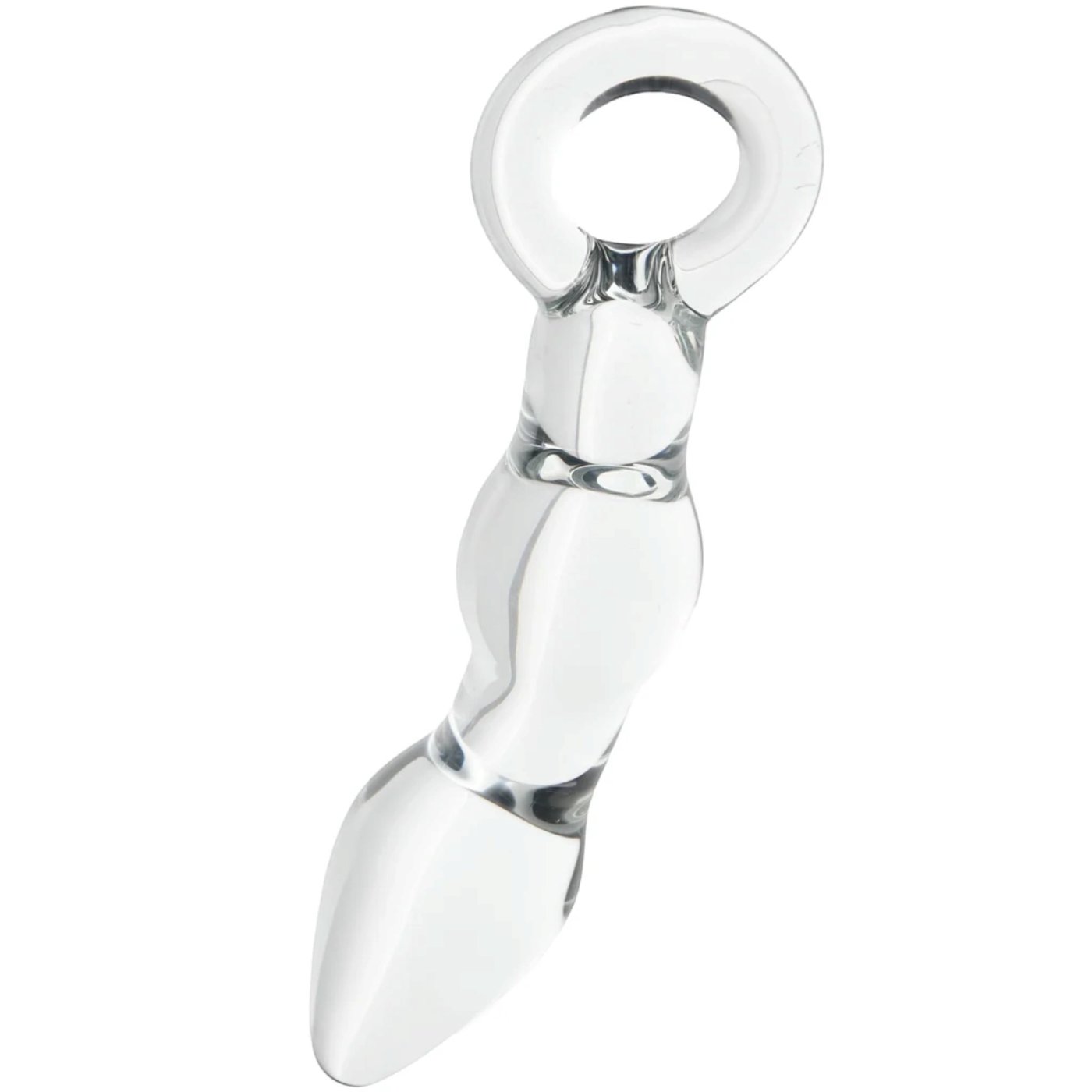 Clarity Utopian Mystique Glass Anal Dildo with Ring Handle 5 Inch