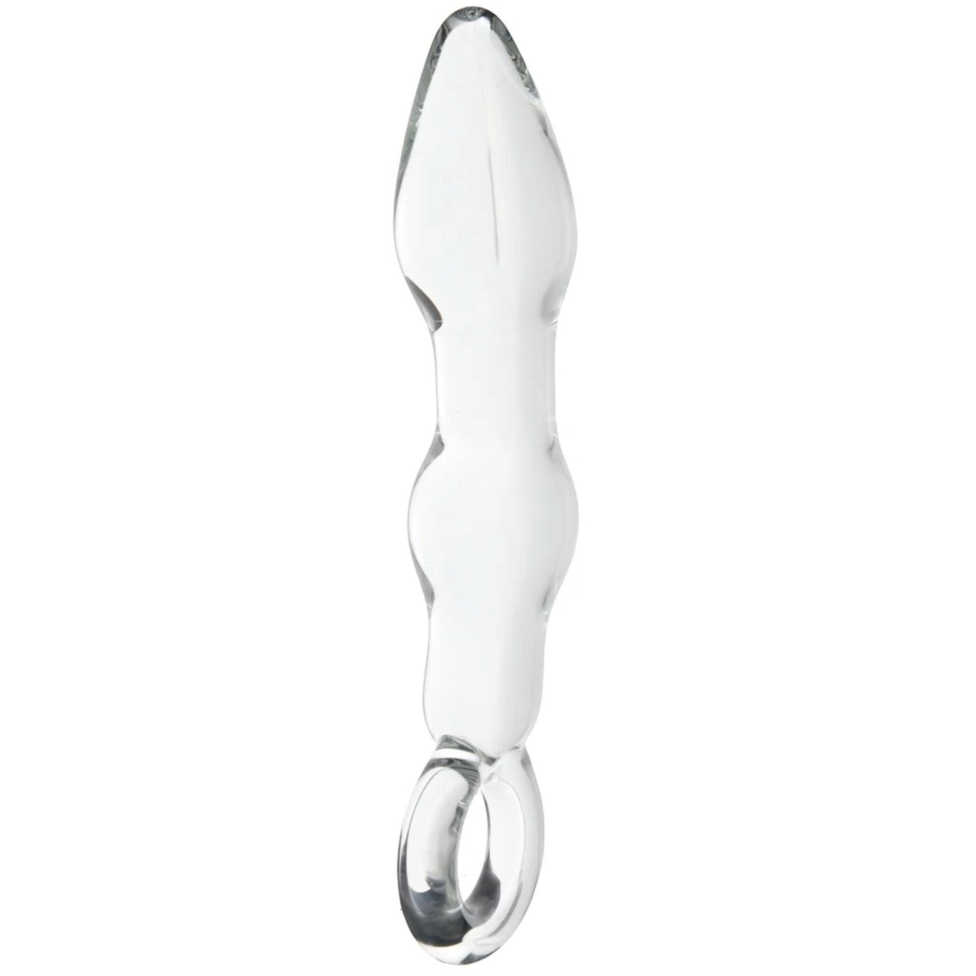 Clarity Utopian Mystique Glass Anal Dildo with Ring Handle 5 Inch