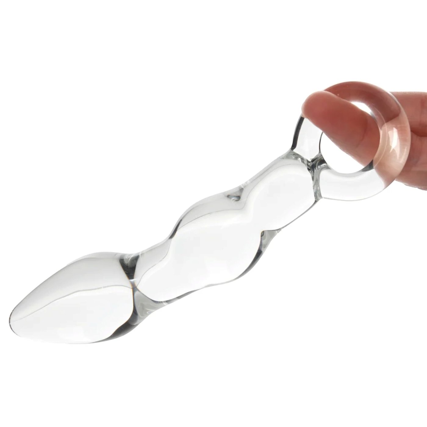 Clarity Utopian Mystique Glass Anal Dildo with Ring Handle 5 Inch