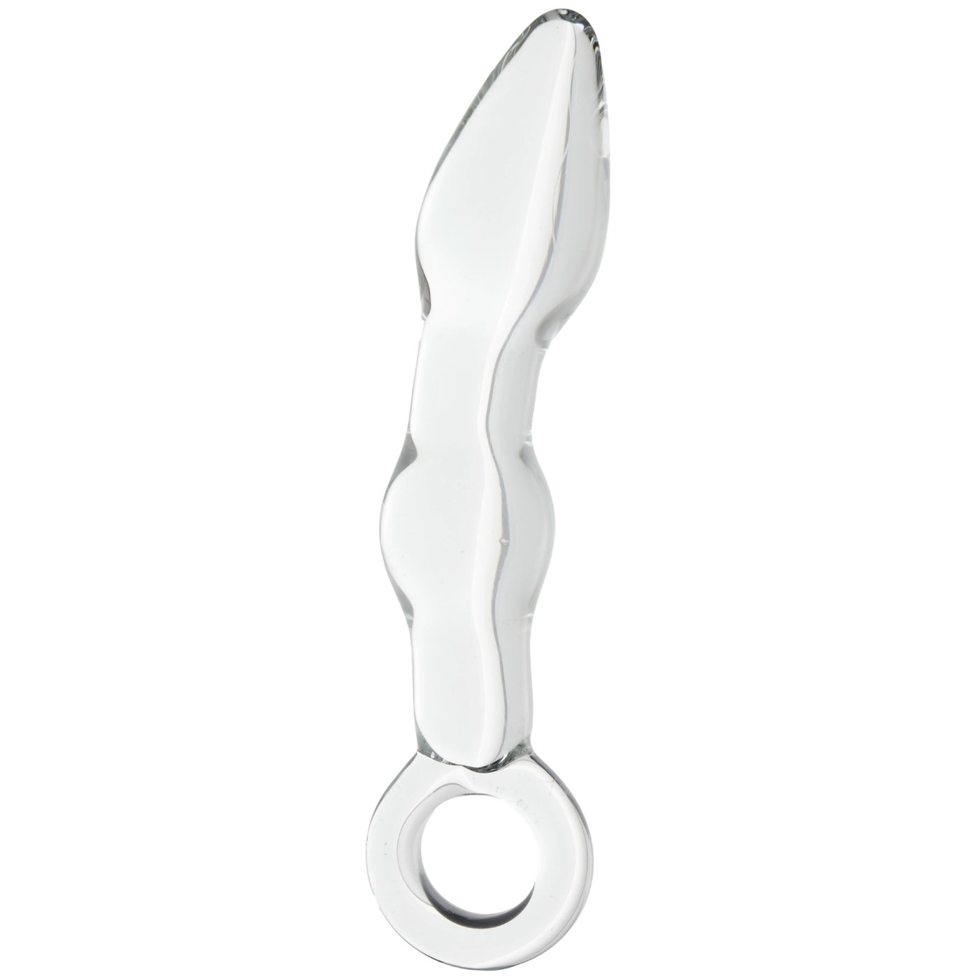 Clarity Utopian Mystique Glass Anal Dildo with Ring Handle 5 Inch