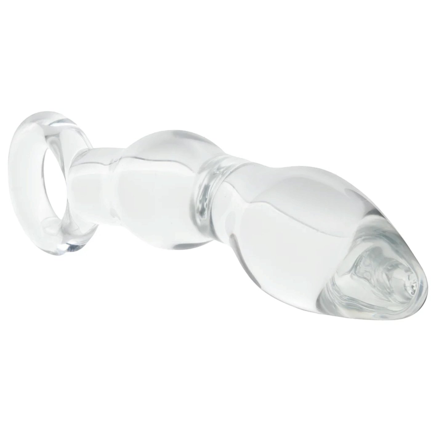 Clarity Utopian Mystique Glass Anal Dildo with Ring Handle 5 Inch