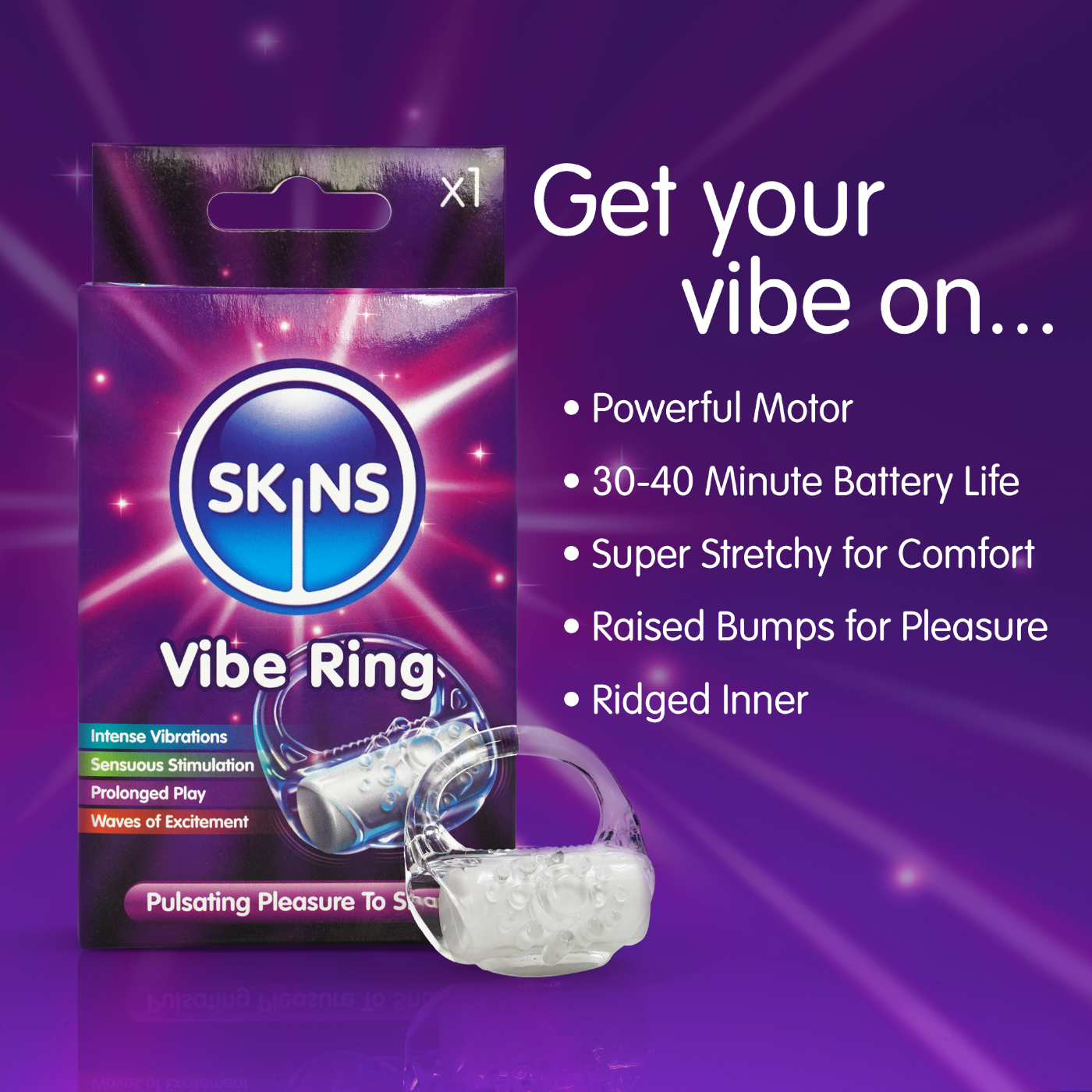 Skins Super Stretchy Vibrating Cock Ring