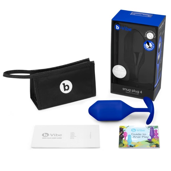 b-Vibe Snug Plug 4 XL Weighted Silicone Butt Plug Blue 5.2 Inch
