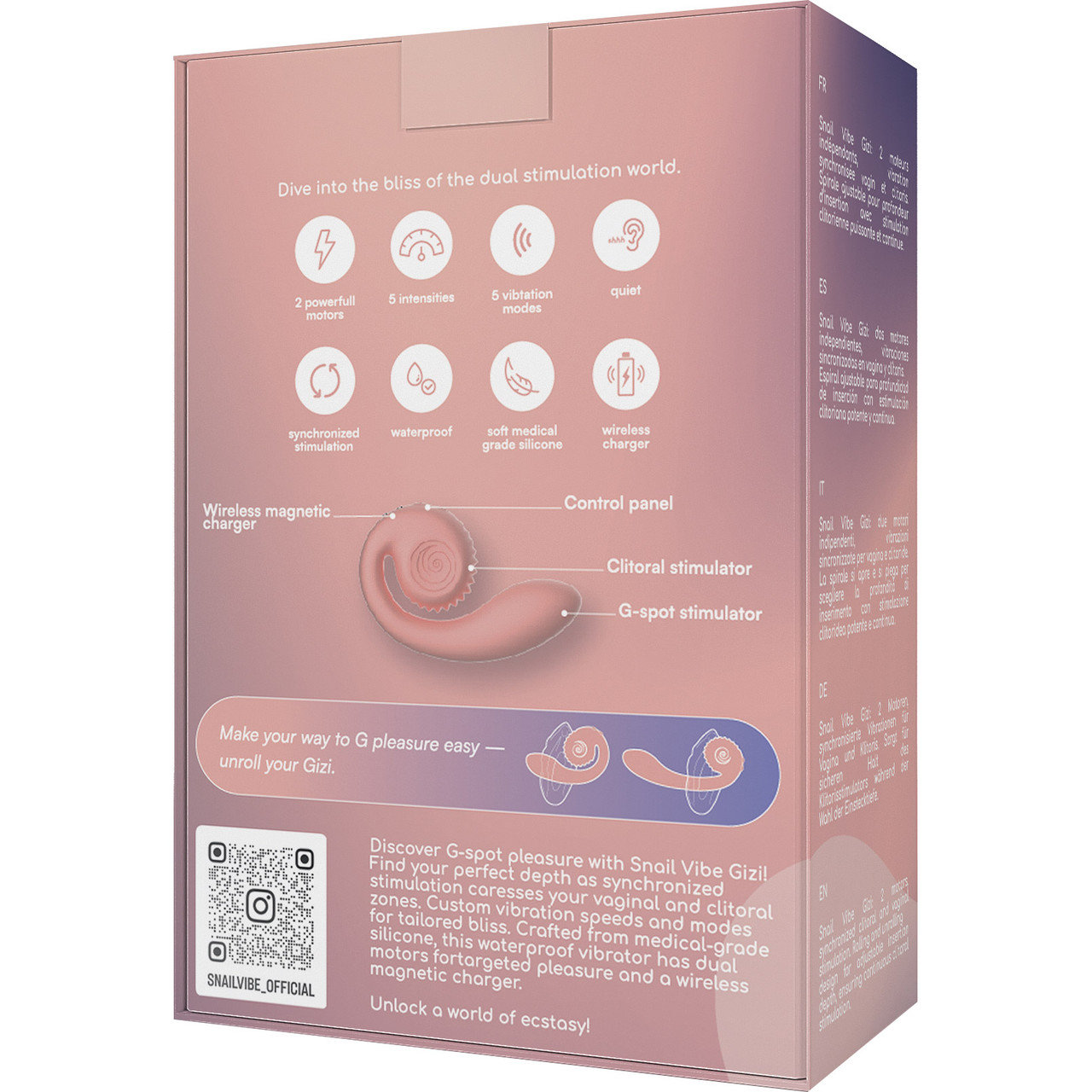 Snail Vibe Gizi Rechargeable Powerful Dual Vibrator Pink