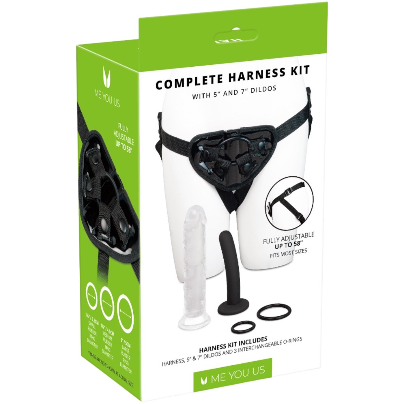 Me You Us Complete Strap-On Harness Kit with 5-Inch & 7-Inch Dildos