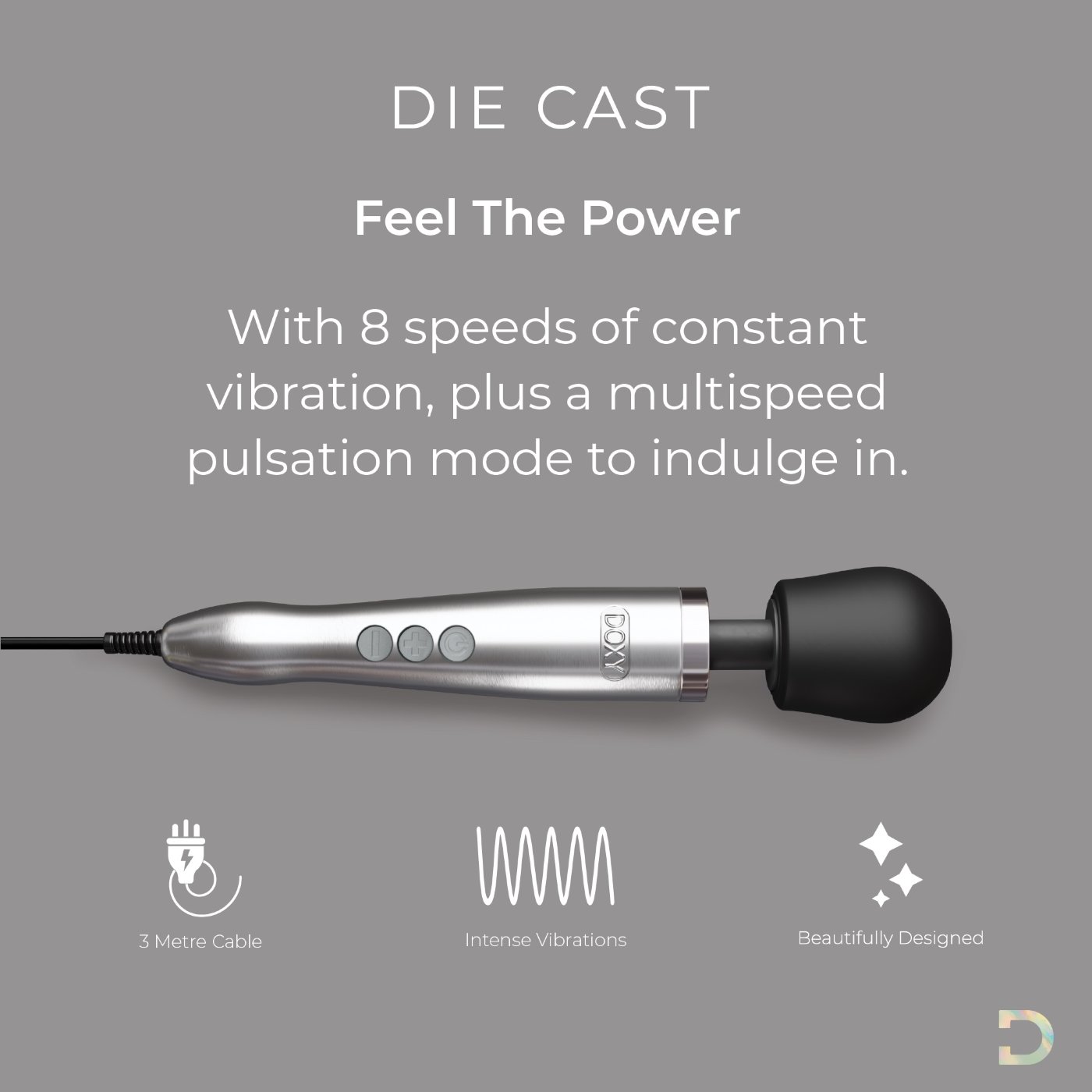 Doxy Die Cast Wand Massager Brushed Metal
