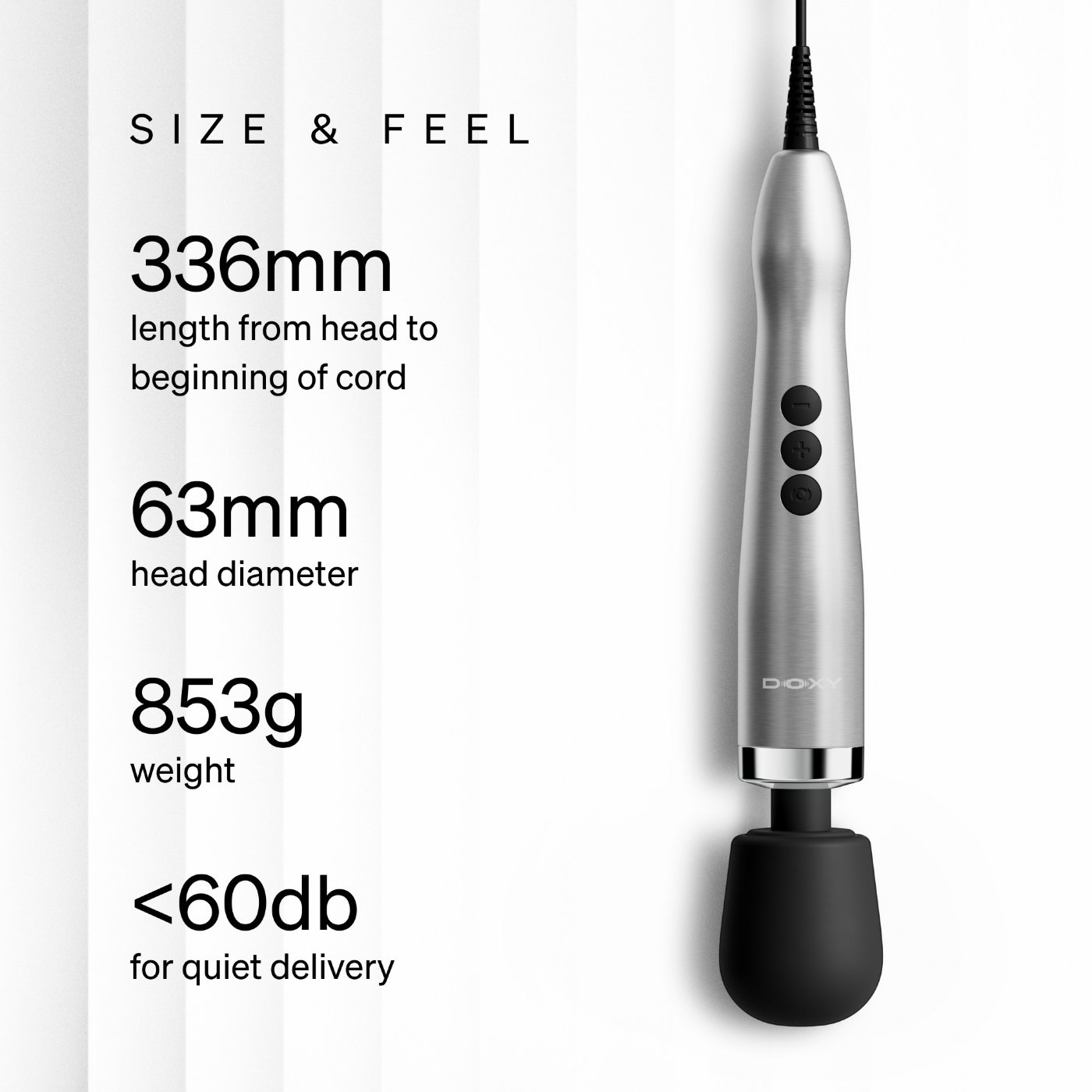 Doxy Die Cast Max Plug-In Wand Vibrator Brushed Metal