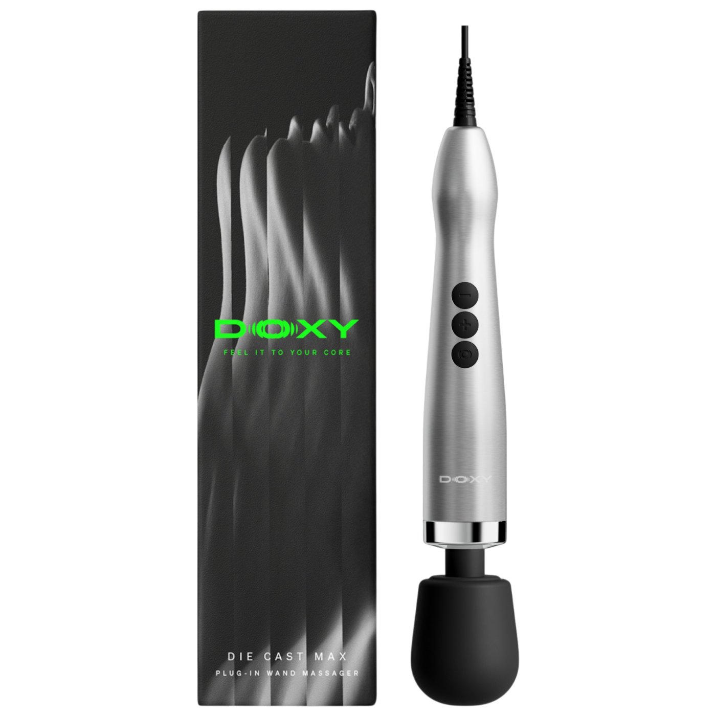 Doxy Die Cast Max Plug-In Wand Vibrator Brushed Metal