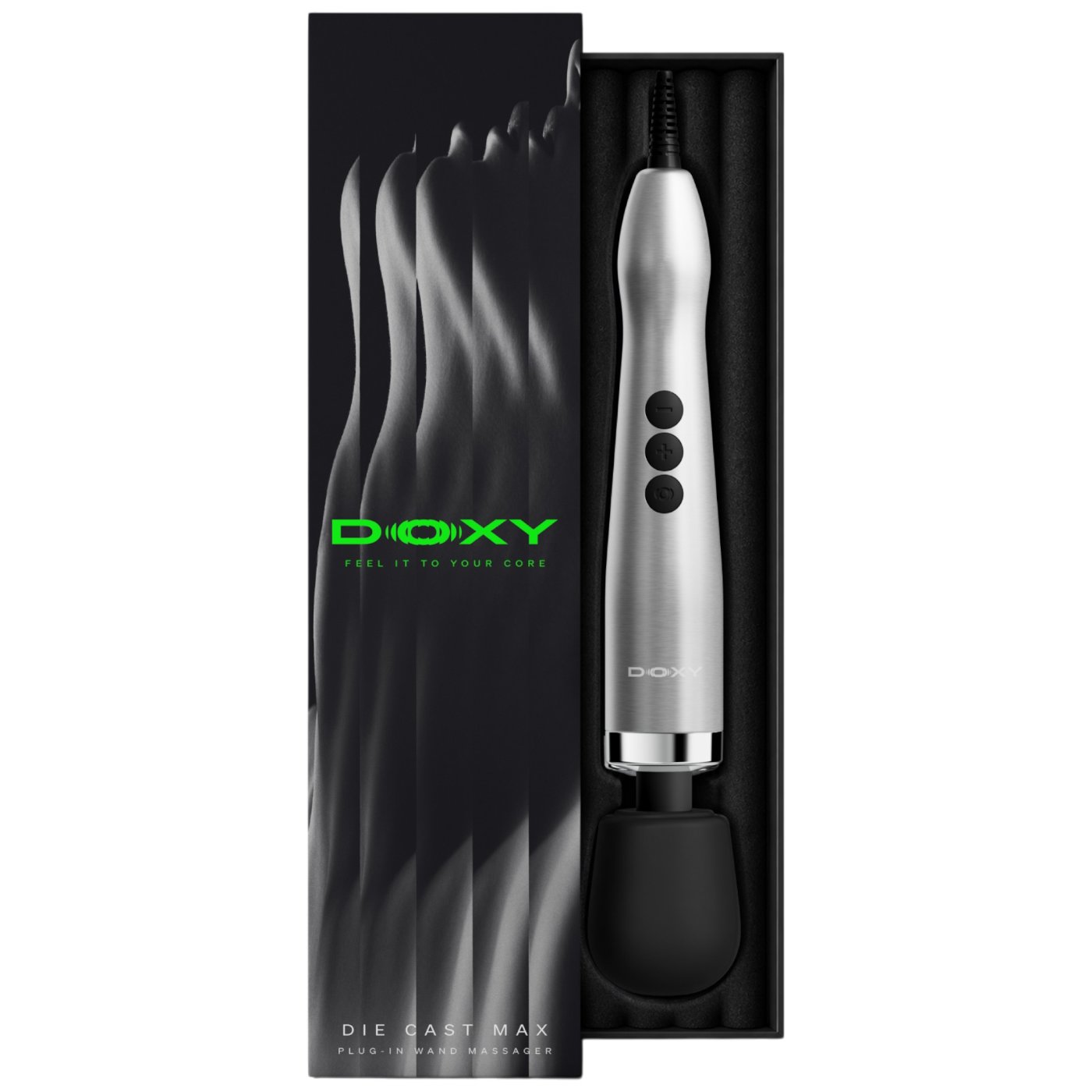 Doxy Die Cast Max Plug-In Wand Vibrator Brushed Metal