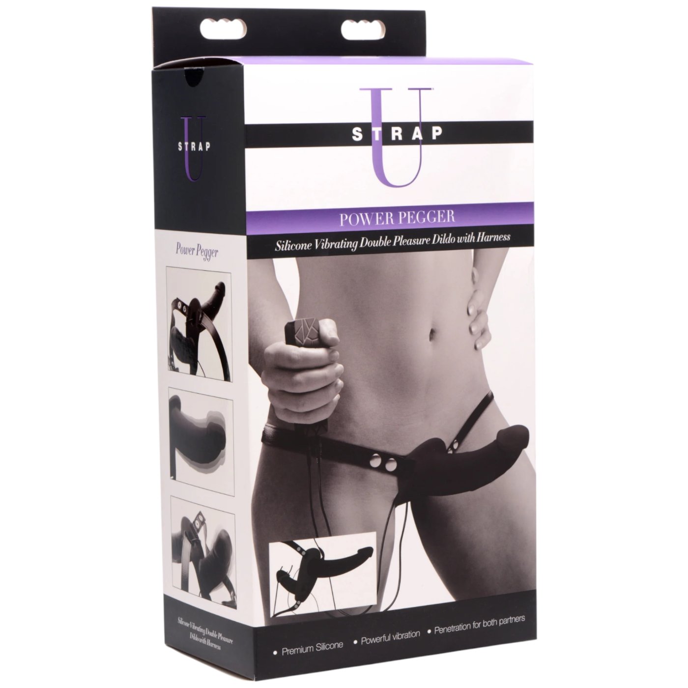 Power Pegger Silicone Vibrating Double Dildo With Harness