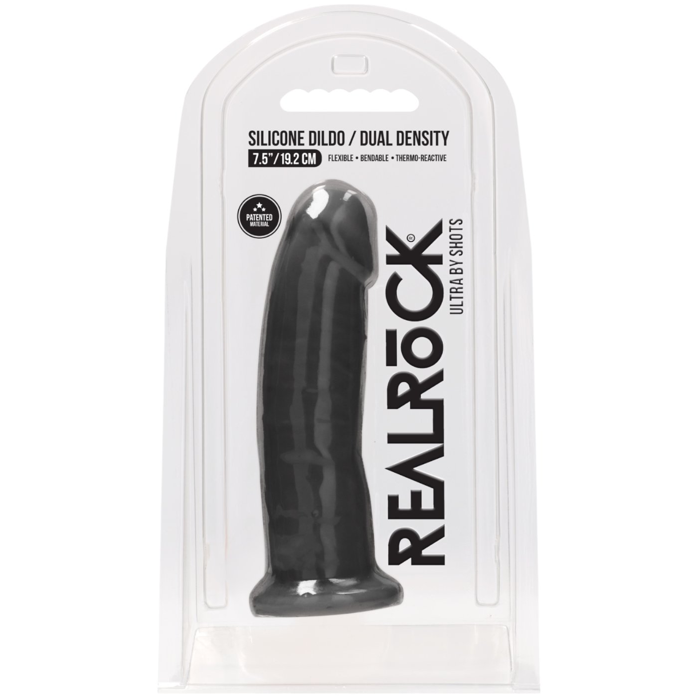 RealRock Realistic Silicone Dildo with Suction Cup Black 7.5 Inch