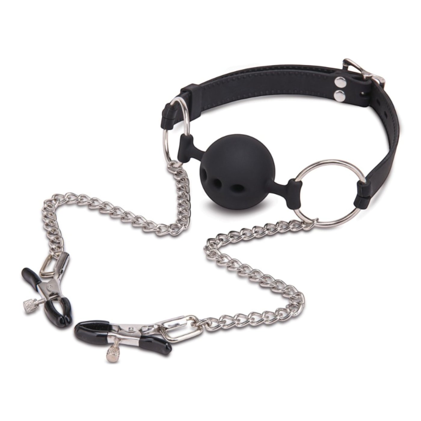 Me You Us Silicone Ball Gag with Nipple Clamps