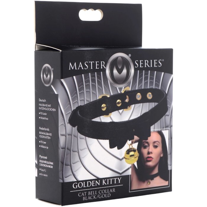 Master Series Golden Kitty Cat Bell Collar Black/Gold