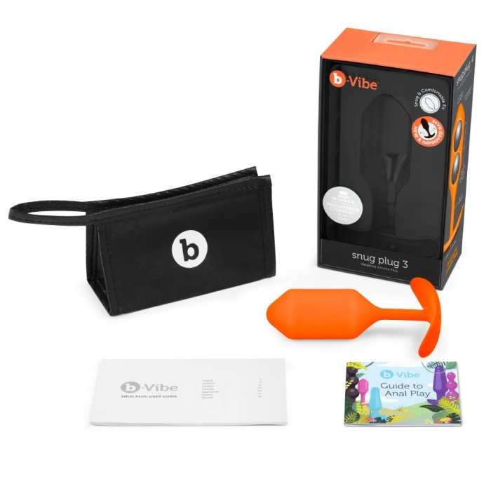 b-Vibe Snug Plug 3 Large Weighted Silicone Butt Plug 4.7 Inch