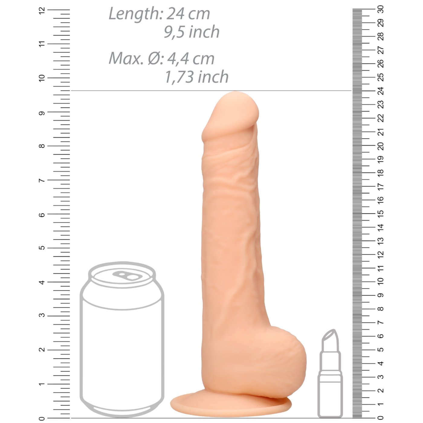 RealRock Realistic Silicone Dildo with Balls 9.5 Inch