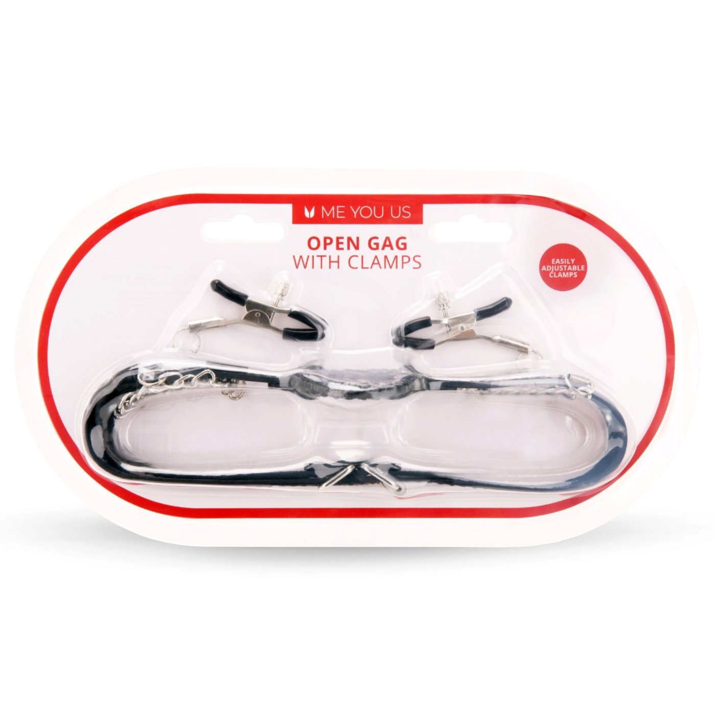Me You Us Open Mouth Gag with Nipple Clamps
