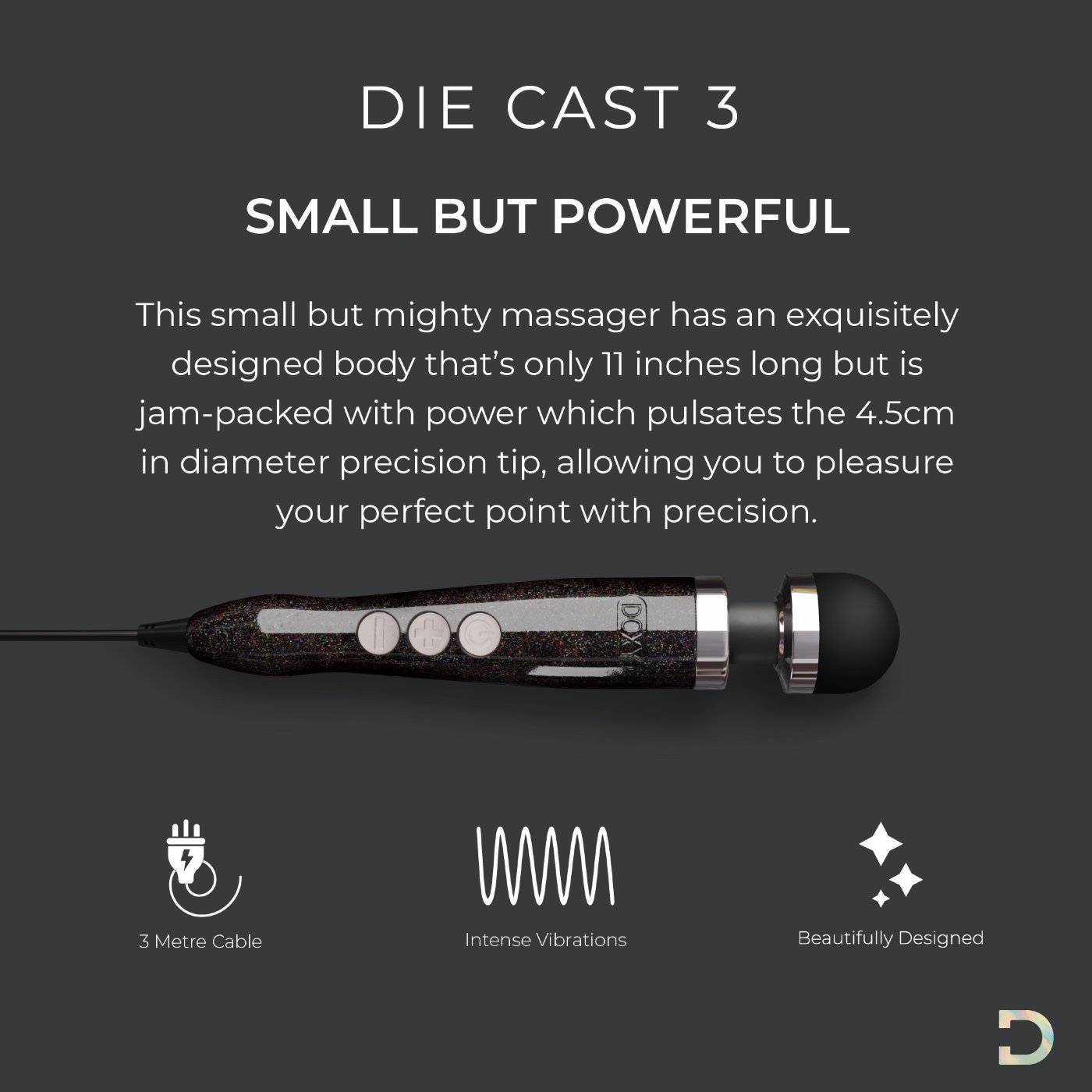 Doxy Die Cast 3 Wand Massager Disco Black