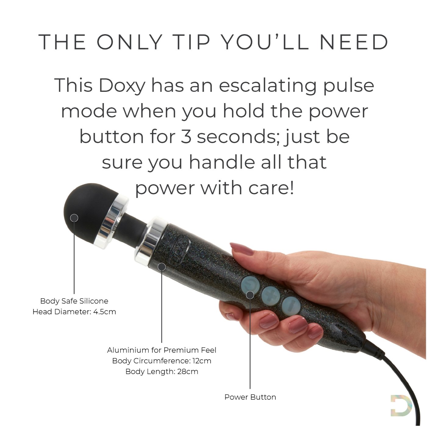Doxy Die Cast 3 Wand Massager Disco Black