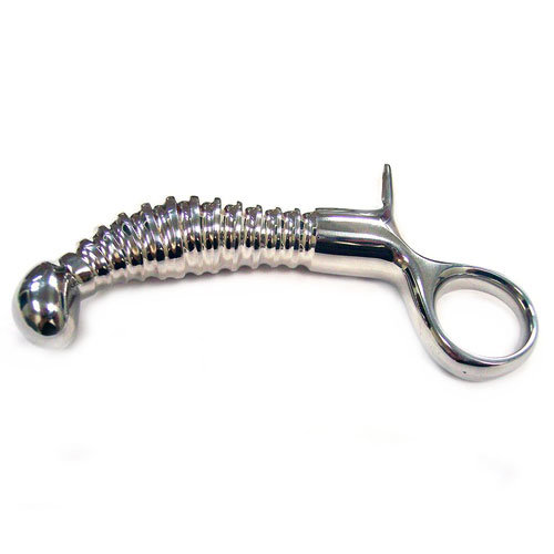 Rouge Stainless Steel Ribbed Anal Probe With Handle – Rouge Garments