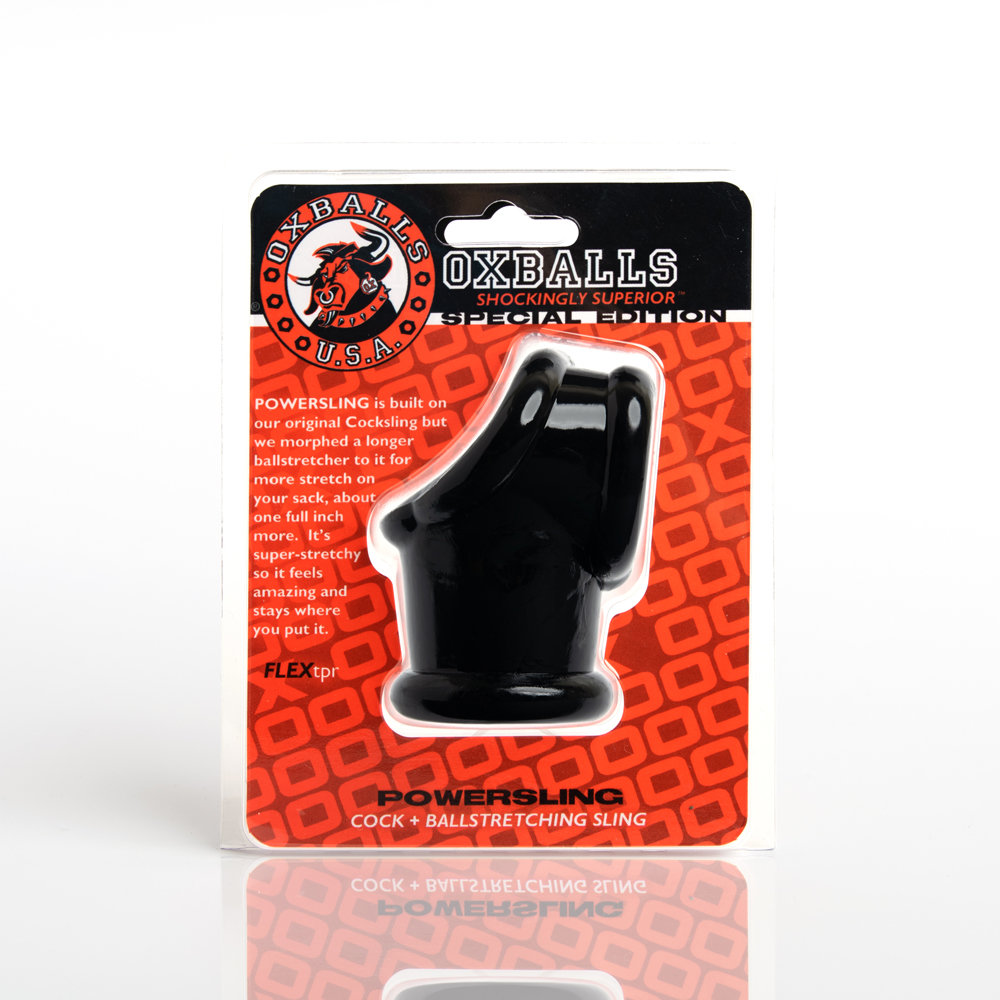 Oxballs Powerballs Cocksling Cock Ring & Ball Stretcher Black