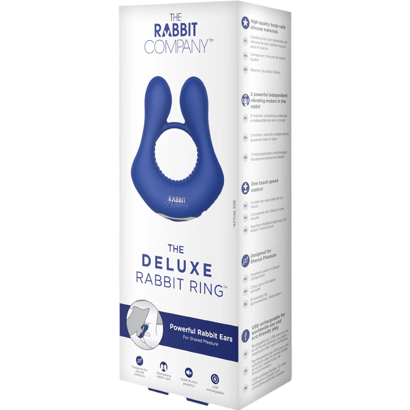 The Rabbit Company The Deluxe Rabbit Rechargeable Vibrating Cock Ring Blue
