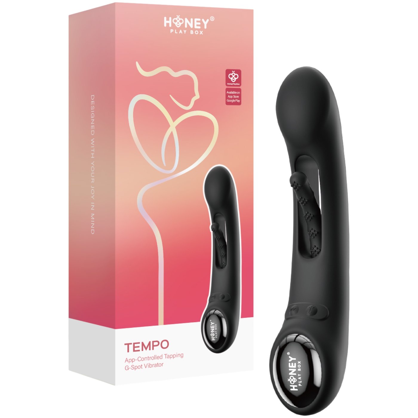 Honey Play Box Tempo App-Controlled Tapping Finger Silicone G-Spot Vibrator
