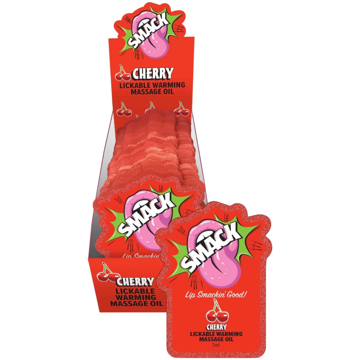Little Genie Smack Lickable Warming Body Massage Oil 3Ml X 36 Display, Cherry