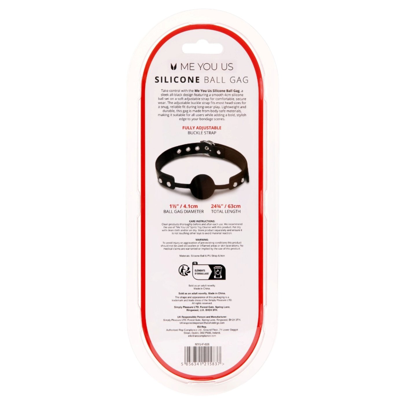 Me You Us Silicone Ball Gag Black
