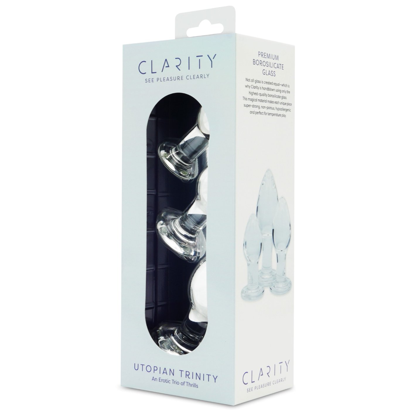 Clarity Utopian Trinity 3 Piece Glass Butt Plug Set