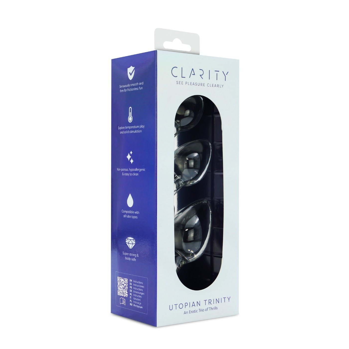Clarity Utopian Trinity 3 Piece Glass Butt Plug Set
