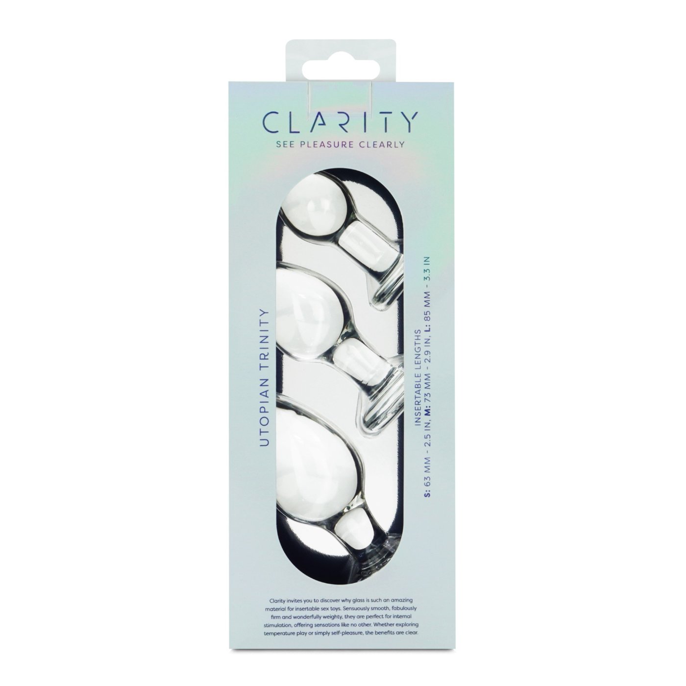 Clarity Utopian Trinity 3 Piece Glass Butt Plug Set