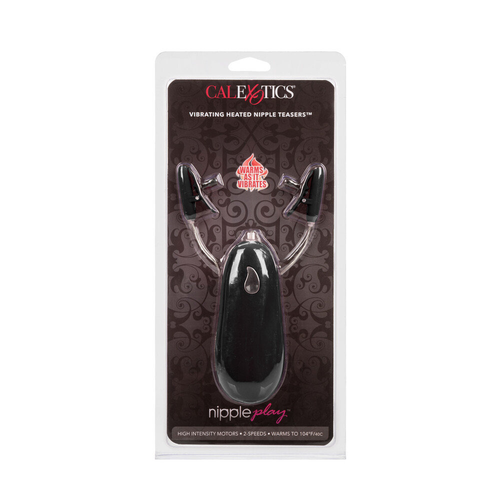 CalExotics Heated Vibrating Nipple Teasers Black