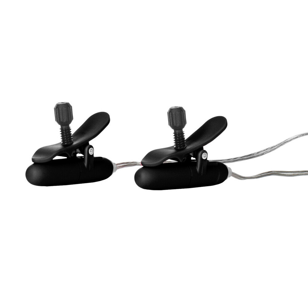 CalExotics Heated Vibrating Nipple Teasers Black